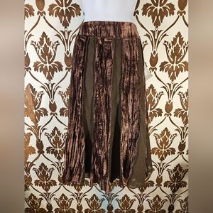 NWT. Vtg. ELL JAY Brown Chiffon-Velvet Lined Skirt 90s Y2K Women's 10 Lined